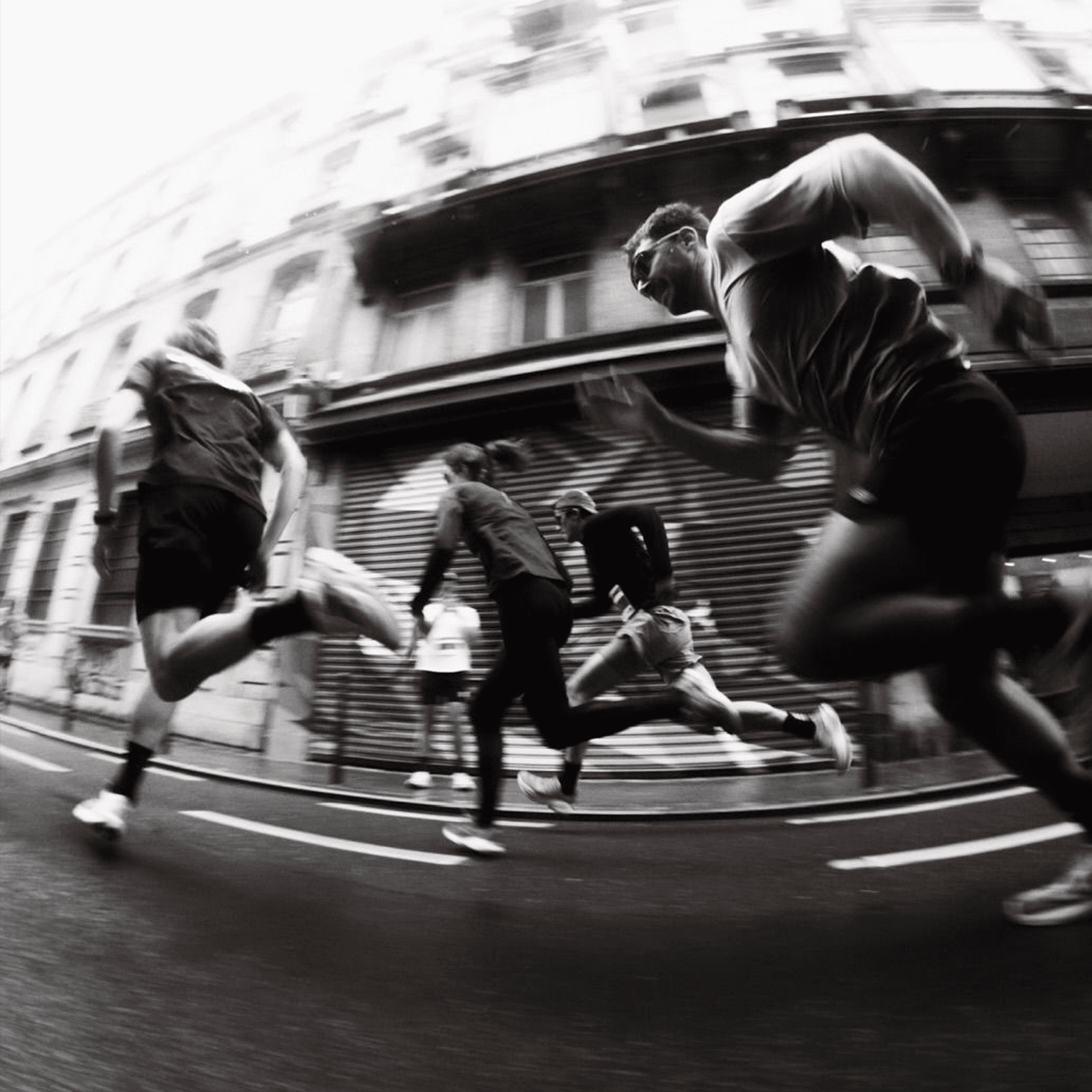 Runner crossing finish line